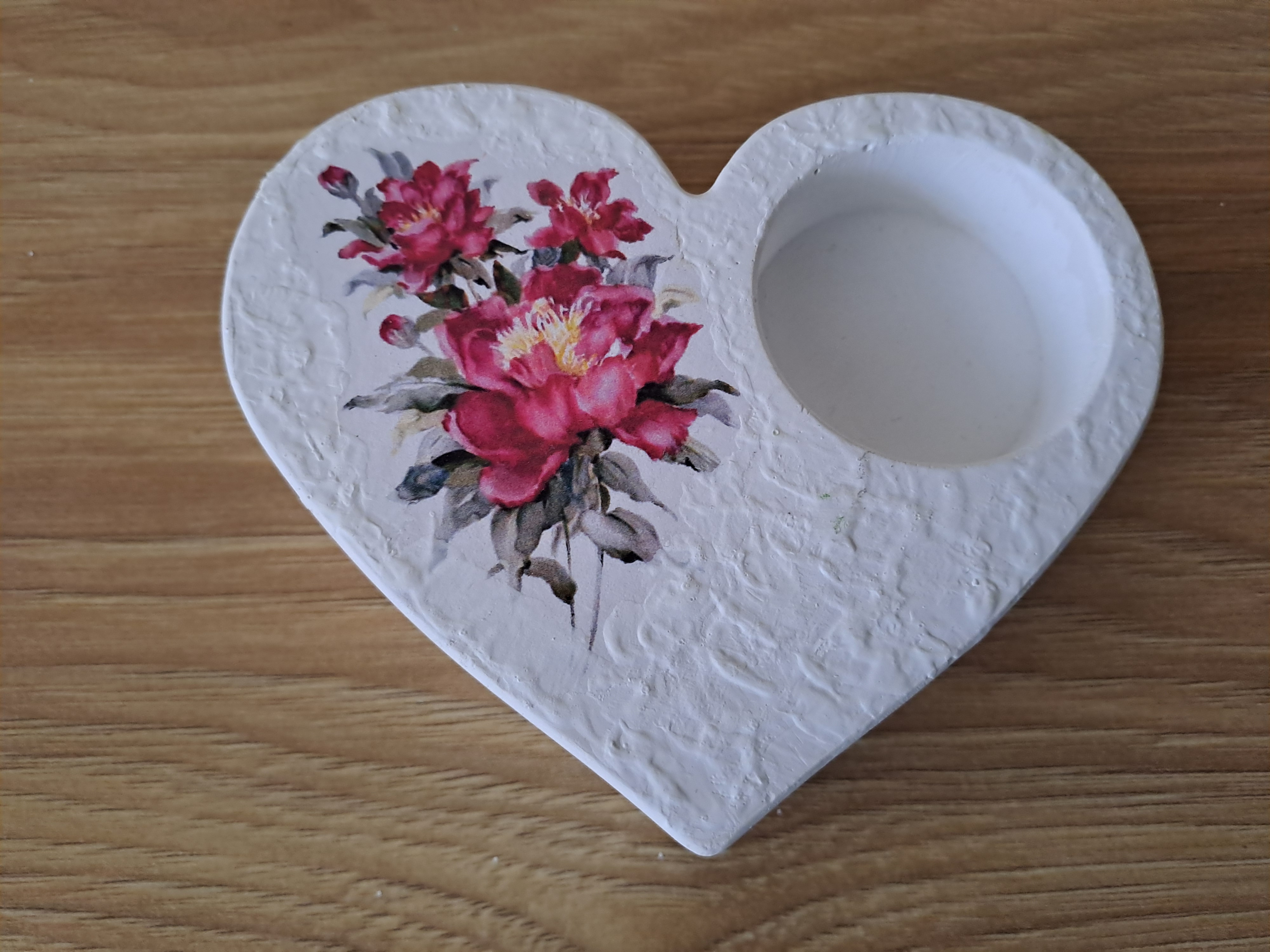 Svícen na čajovou svíčku -srdíčko - růže č.6