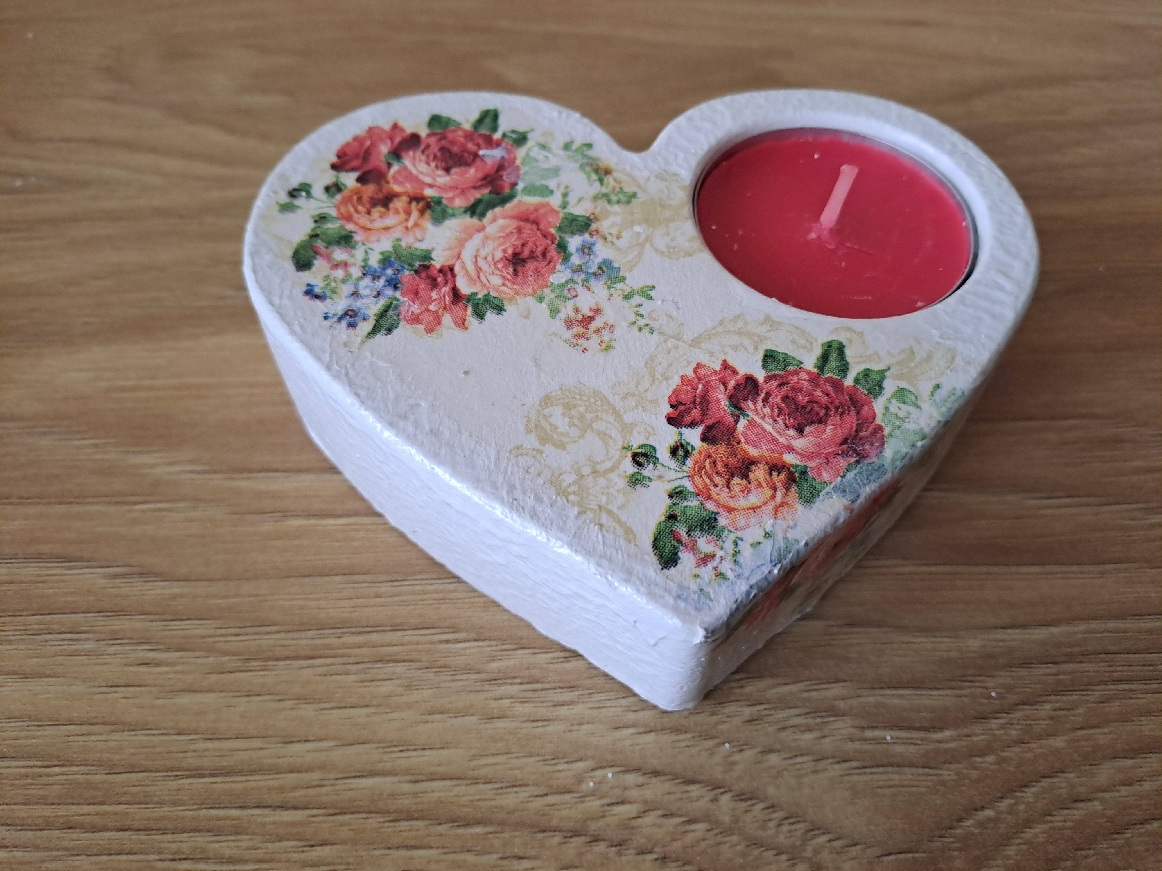 Svícen na čajovou svíčku -srdíčko růžičky  8