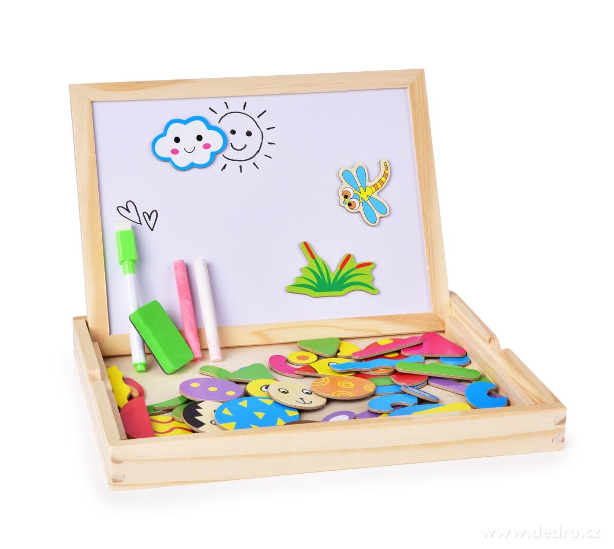 3v1 stolní oboustranná magnetická kreslící tabule | 76 dílná sada