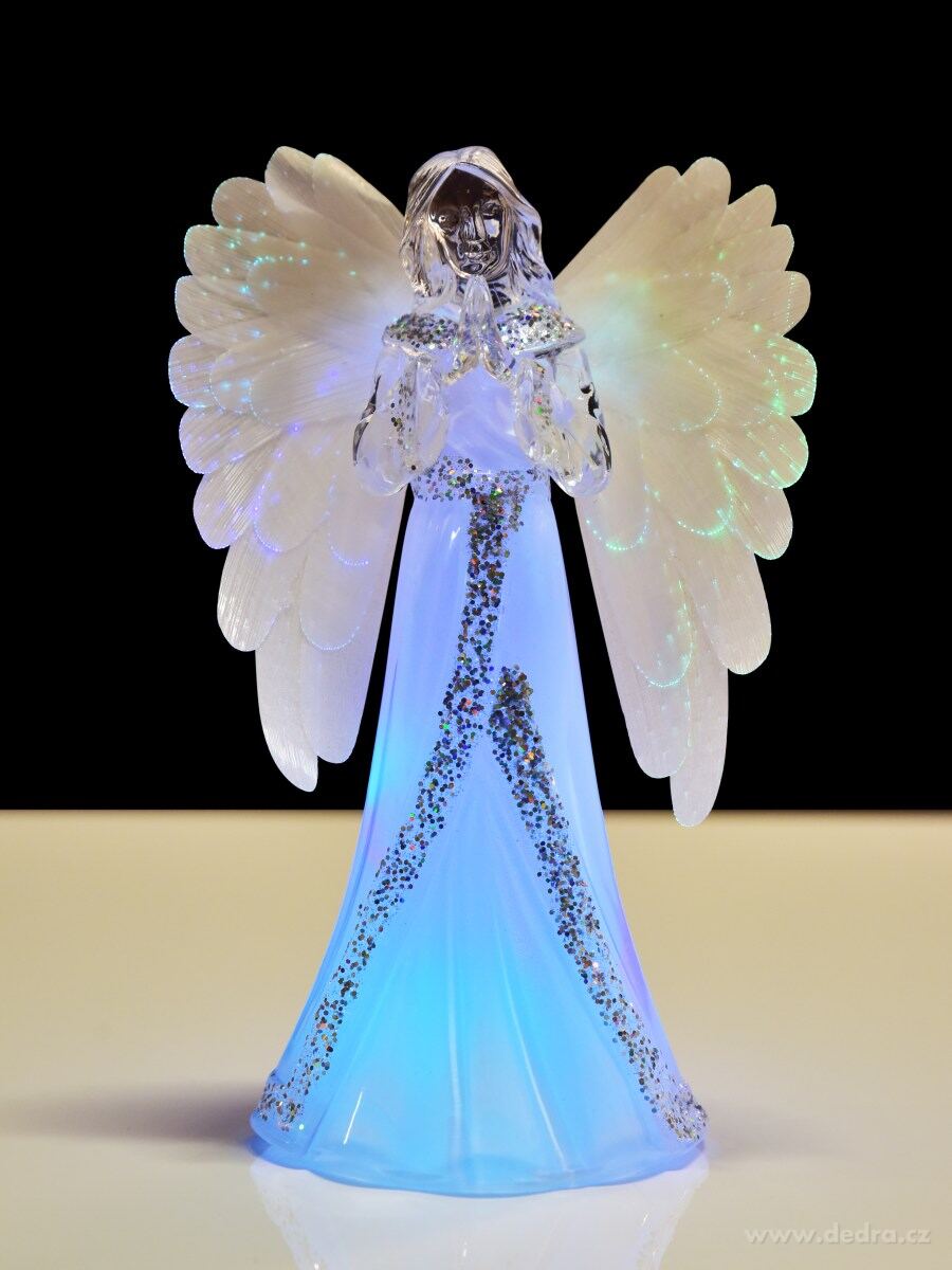 21 cm svítící LED anděl s proměnlivým barevným osvětlením