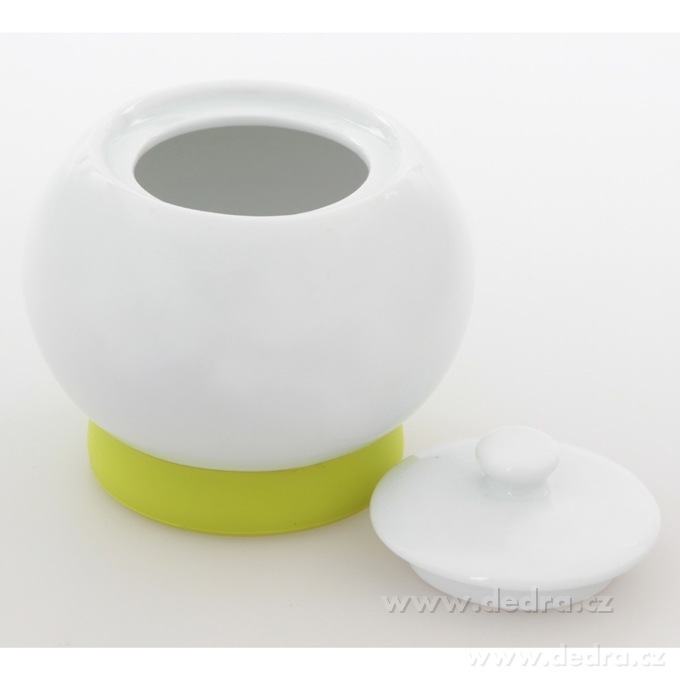 Porcelánová cukřenka, s víkem, výš.8 cm,obj.300 ml bílo-zelená