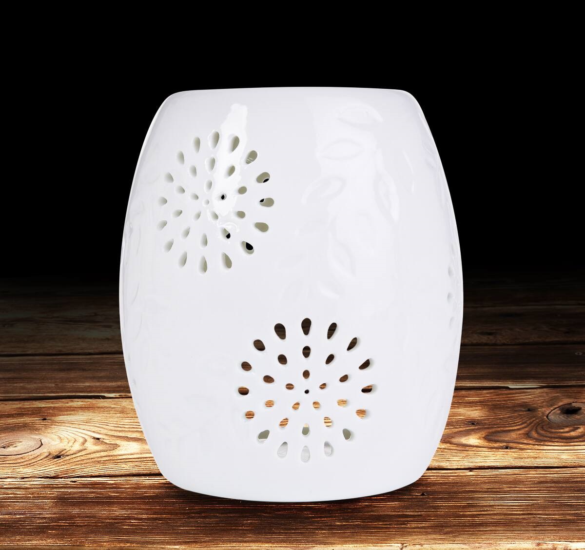 Aromalampa s krajovým dekorem- lesklá bílá  