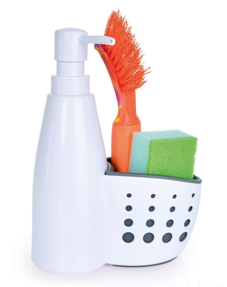 Organizér/stojan, do kuchyně s praktickým dávkovačem mycího prostředku