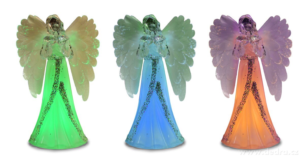 21 cm svítící LED anděl s proměnlivým barevným osvětlením