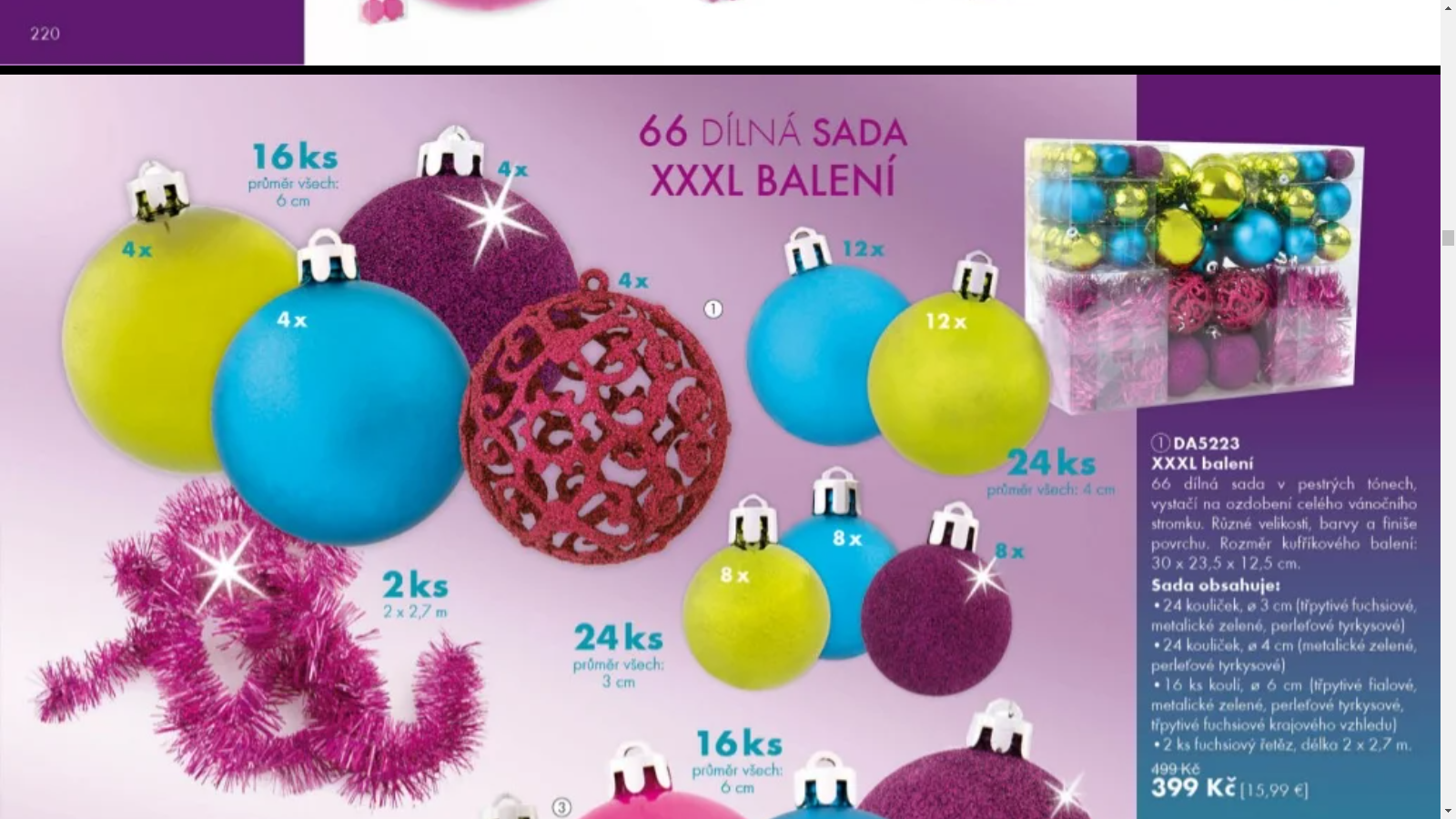 SADA VÁNOČNÍCH OZDOB XXL - 66 dílů