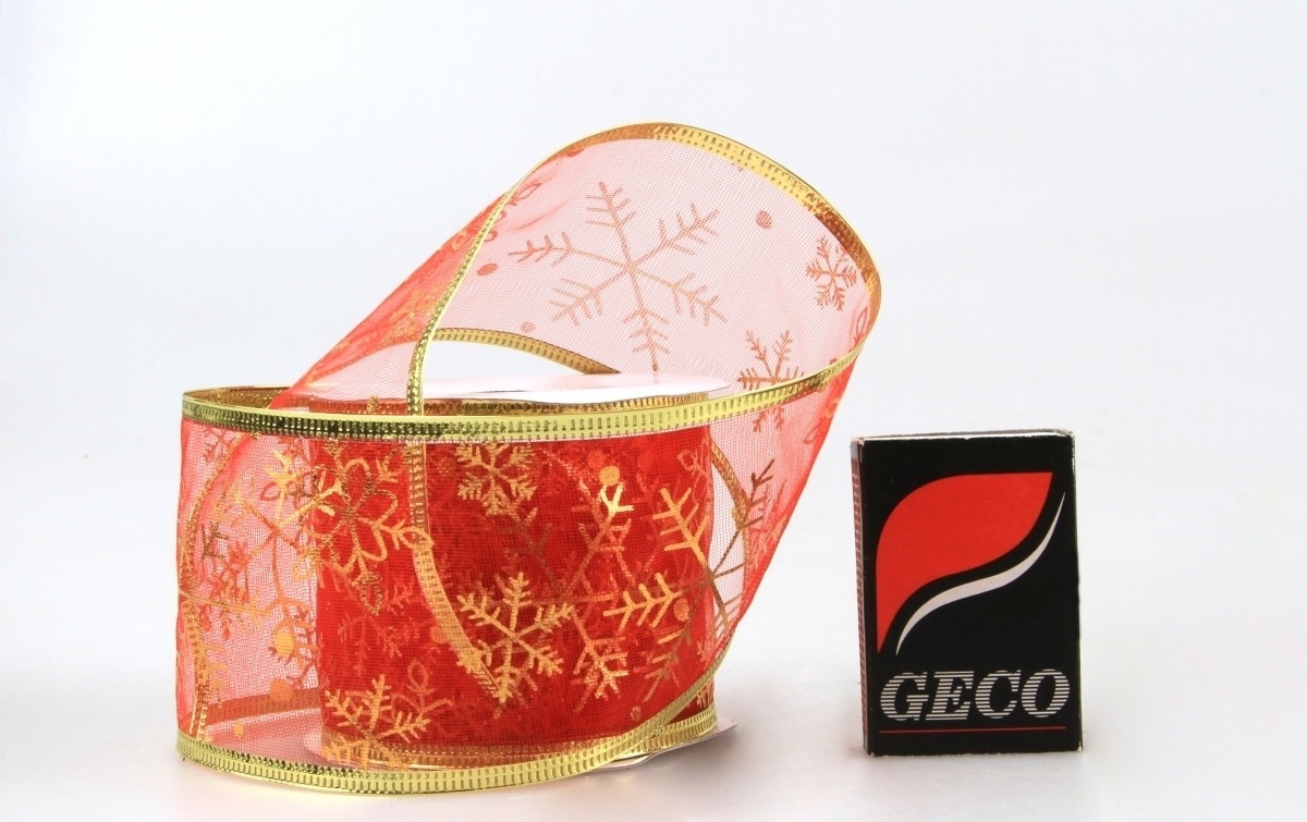 Dekorační stuha - červená s ozdobou