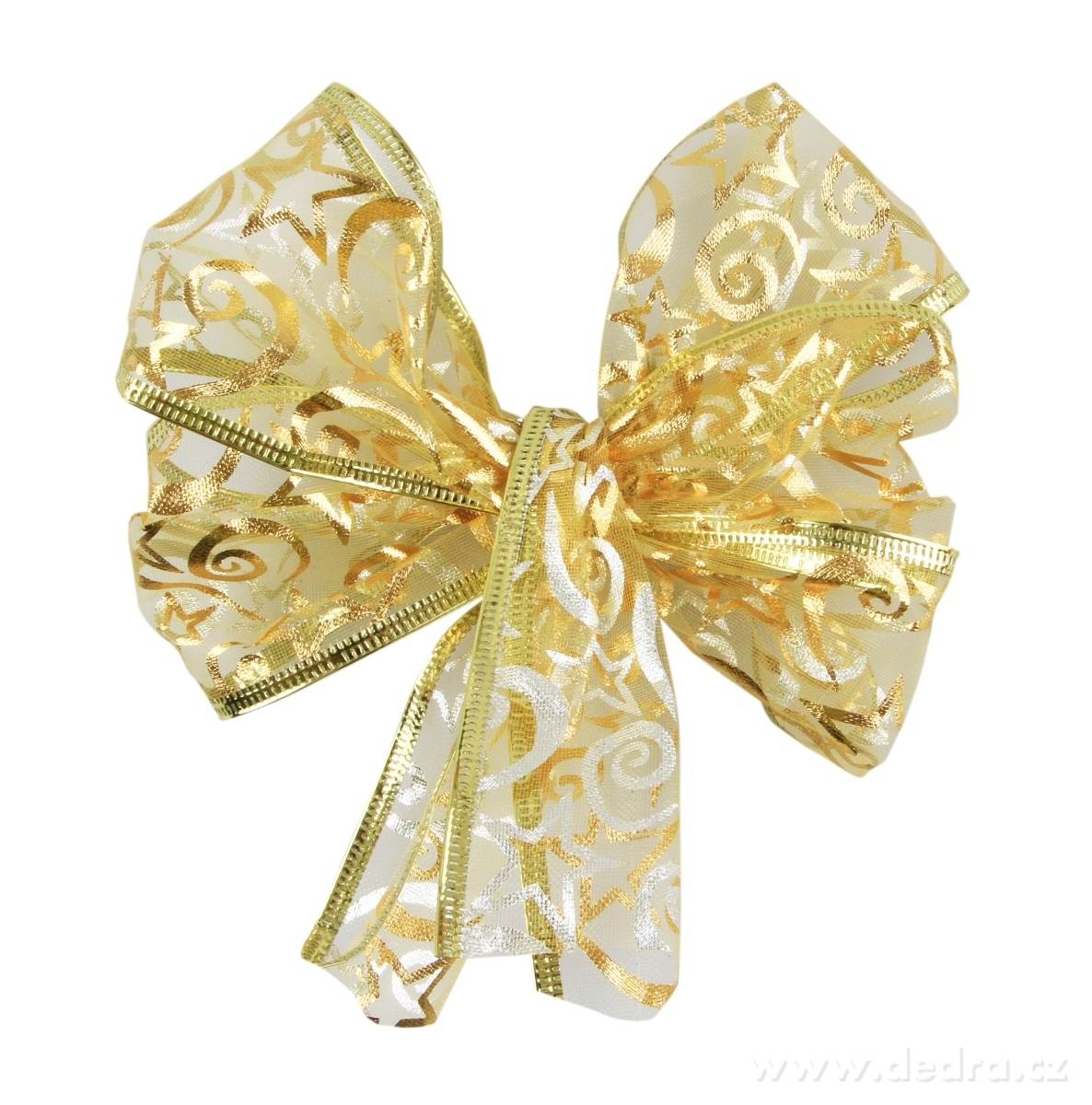 Dekorační stuha - zlatá s ozdobou