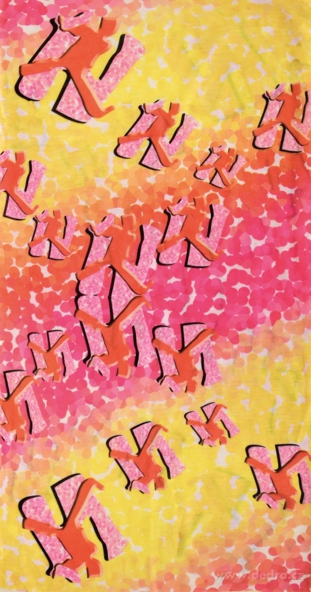 Multifunkční šátek, růžovo žlutý s motivem