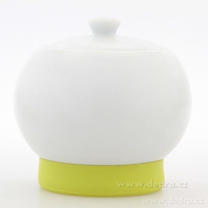 Porcelánová cukřenka, s víkem, výš.8 cm,obj.300 ml bílo-zelená