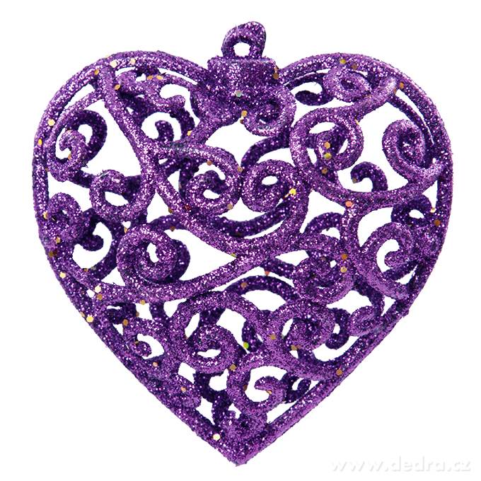 Krajková srdíčka - 3 kusy - fialové 