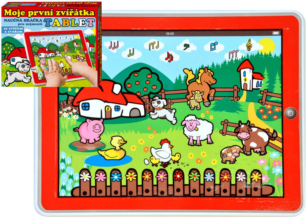 Tablet naučný interaktivní Moje první zvířátka 24x19cm na baterie 