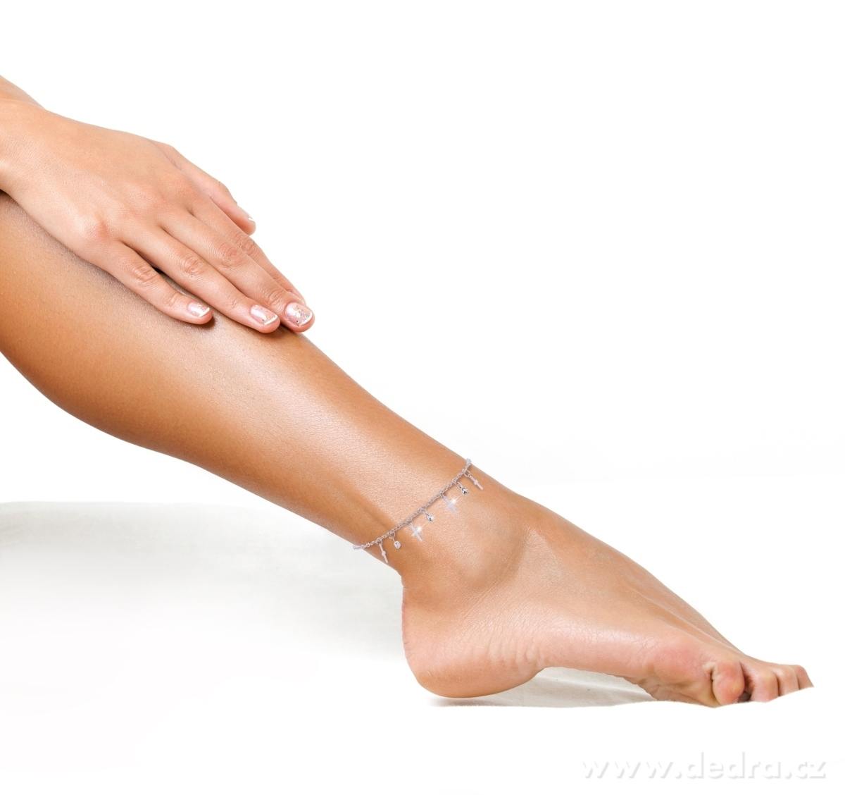 Řetízek na nohu, s křížky a zirkony, rhodiováno