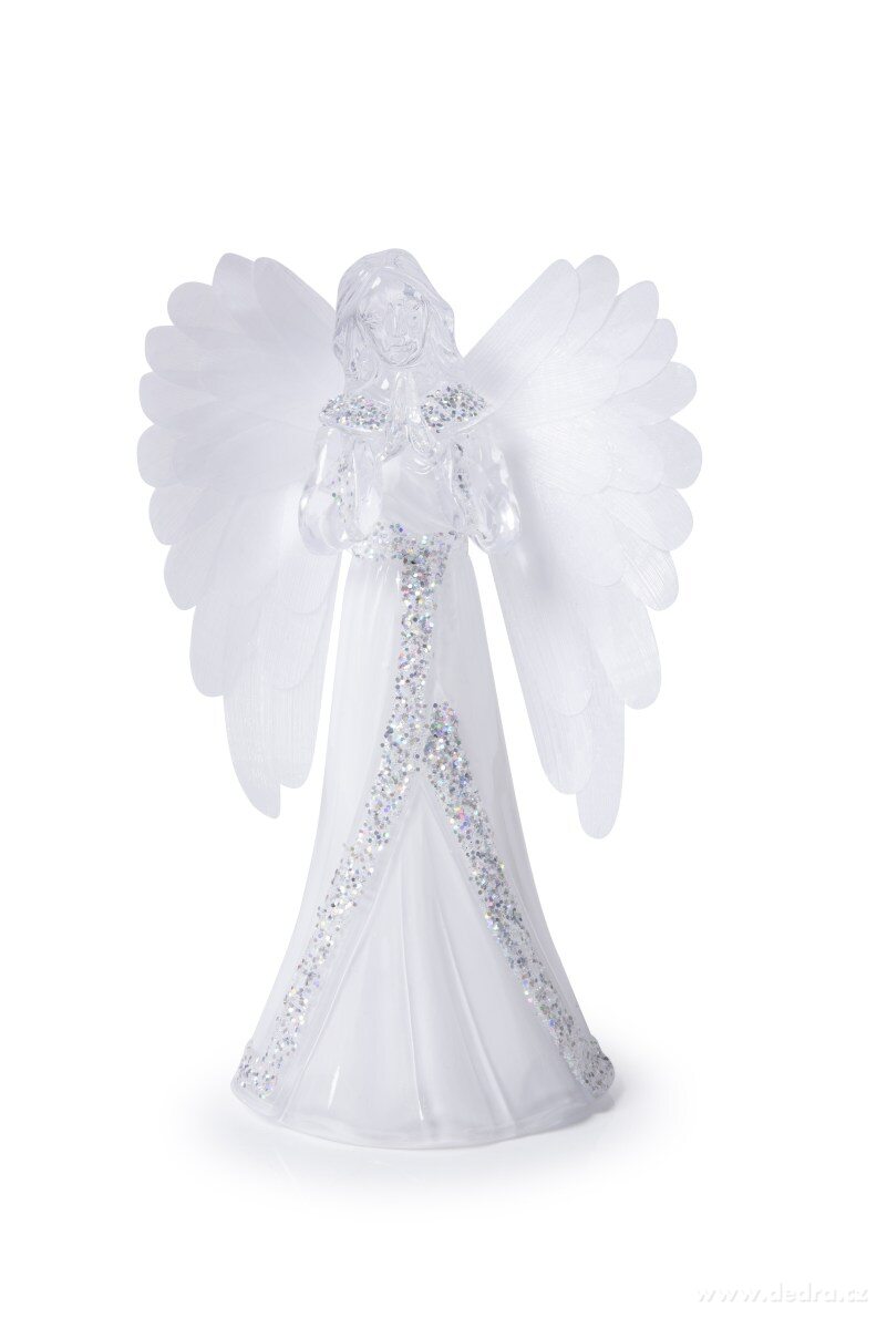 21 cm svítící LED anděl s proměnlivým barevným osvětlením