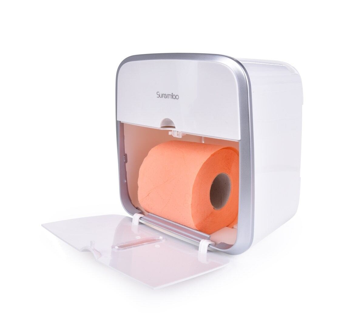 WC skříňka na toaletní papír s šuplíkem na hygienické potřeby, šedá