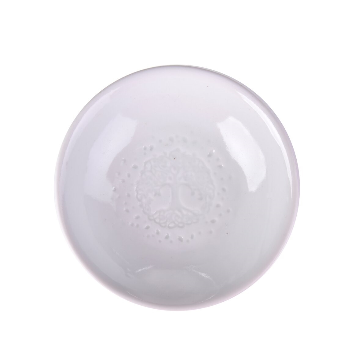 Aromalampa - keramická s embosovaným vzorem, matná bílá, STROM ŽIVOTA 