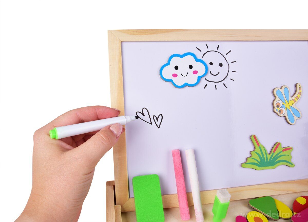 3v1 stolní oboustranná magnetická kreslící tabule | 76 dílná sada