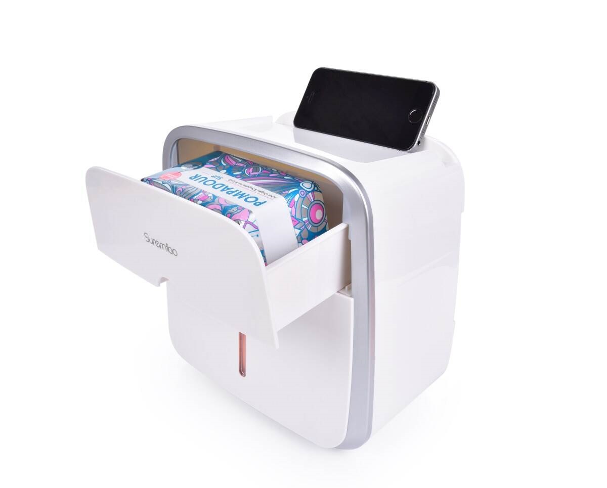 WC skříňka na toaletní papír s šuplíkem na hygienické potřeby, šedá