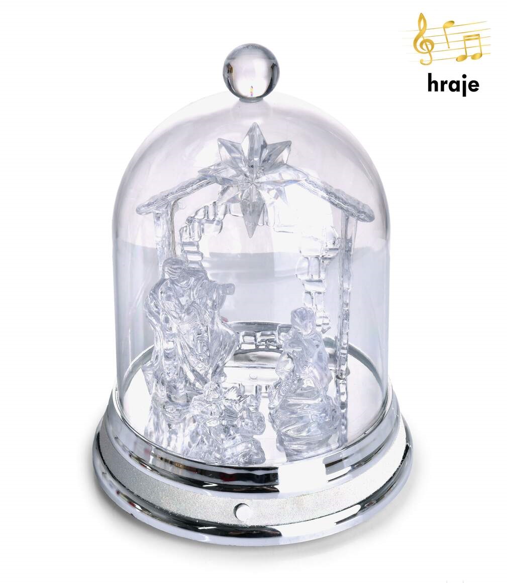 Betlém uvnitř šturcu - 21cm - hrající a svítící LED