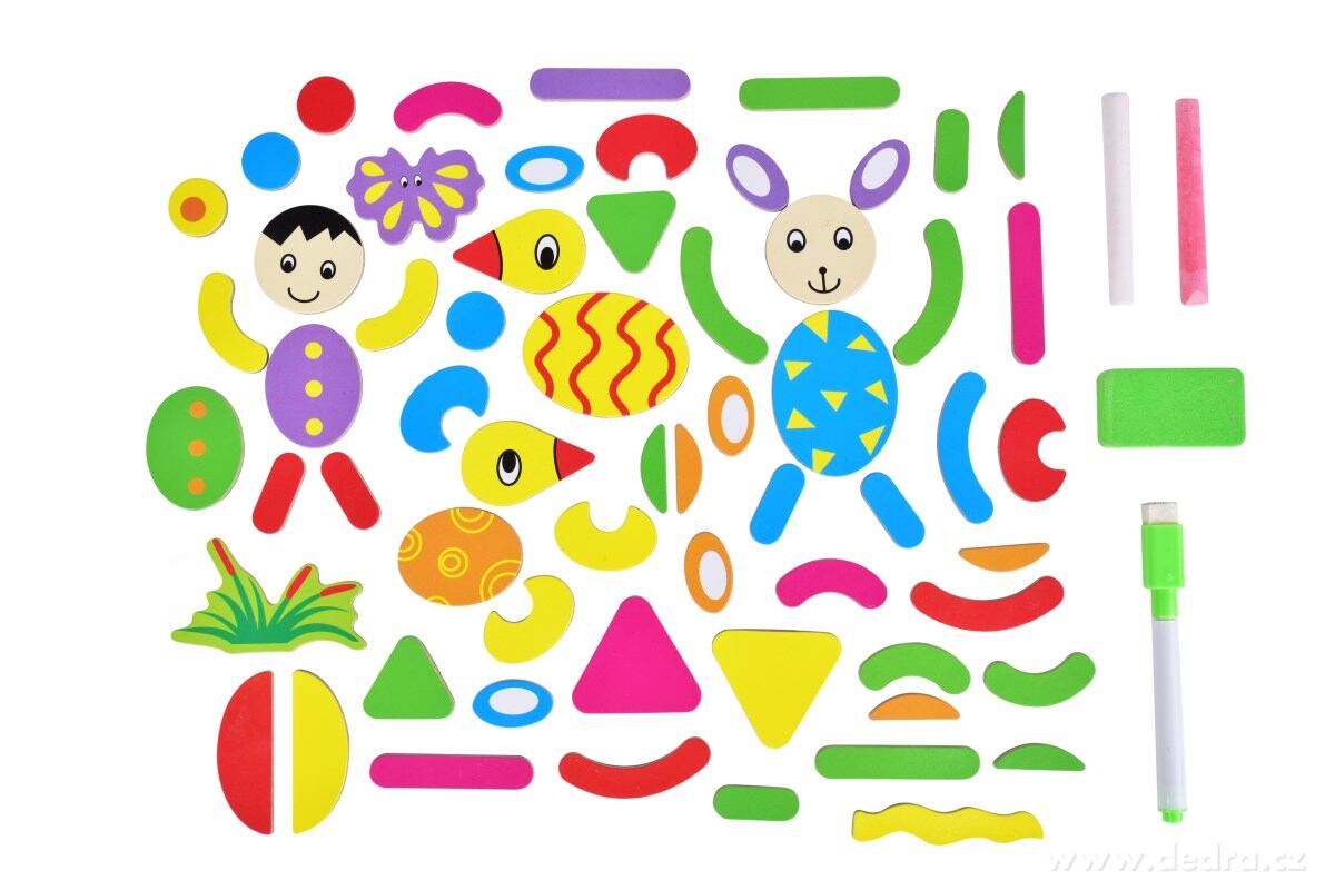 3v1 stolní oboustranná magnetická kreslící tabule | 76 dílná sada